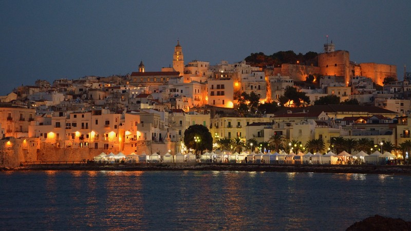 Puglia, Vieste, Italy, lights, cityscape, city lights