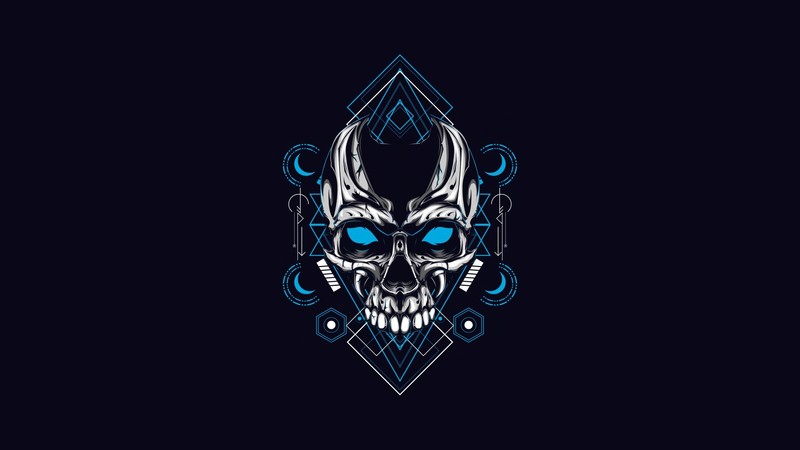 simple background, skull, artwork, minimalism