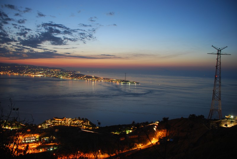 Strait of Messina, Sicily, Calabria, Mediterranean, sky, lights, Italy