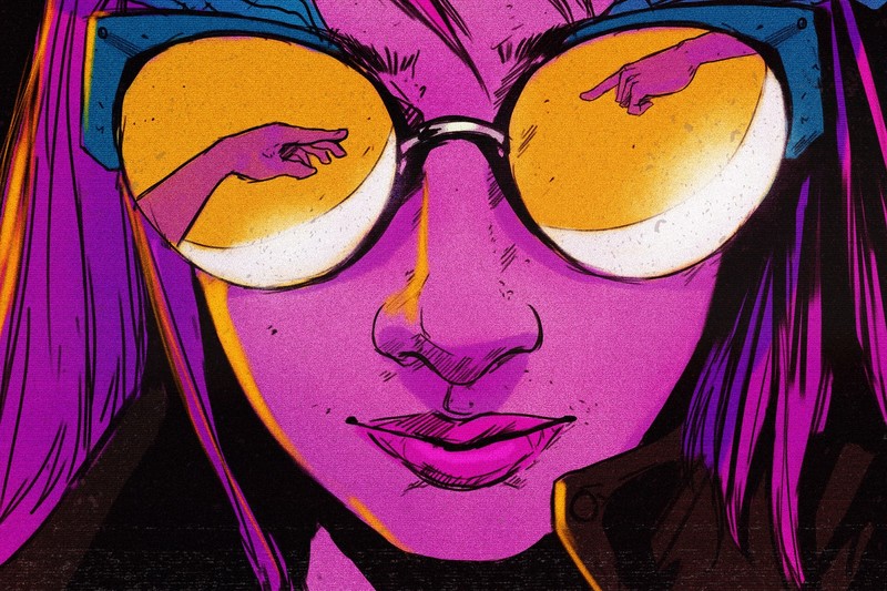 shades, women, face, artwork, colorful, The Creation of Adam, frontal view