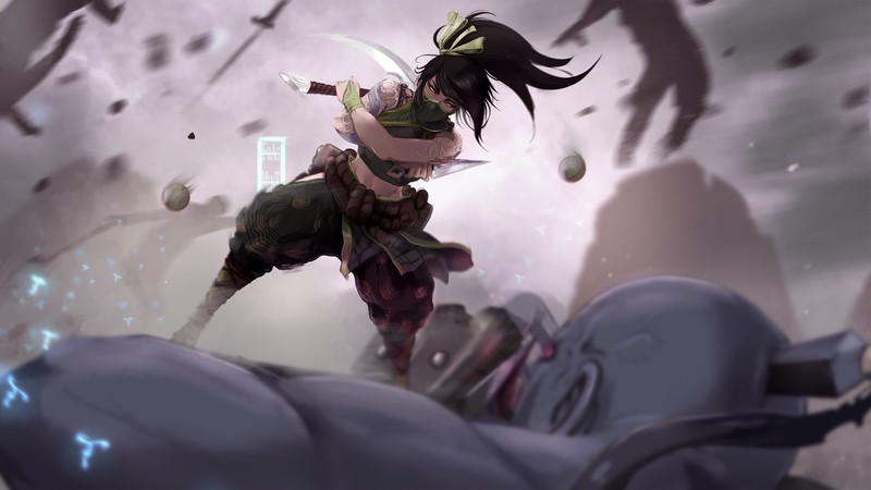 fantasy art, warrior, fantasy girl, artwork, Akali(League of Legends), League of Legends