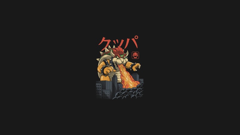 bowser, video games, video game art, minimalism, simple background, Nintendo