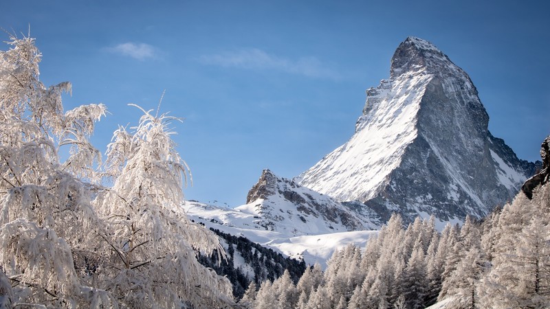 Switzerland, landscape, mountains, summit, Matterhorn, winter, snow, skiing