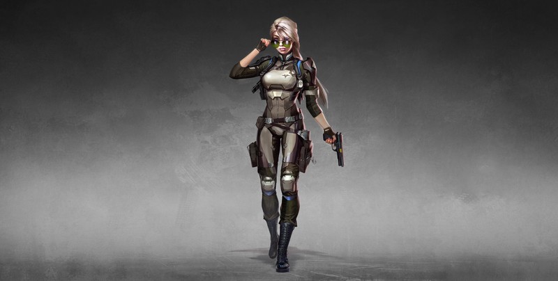 gun, weapon, artwork, shades, simple background, Mortal Kombat, Video Game Warriors, Cassie Cage