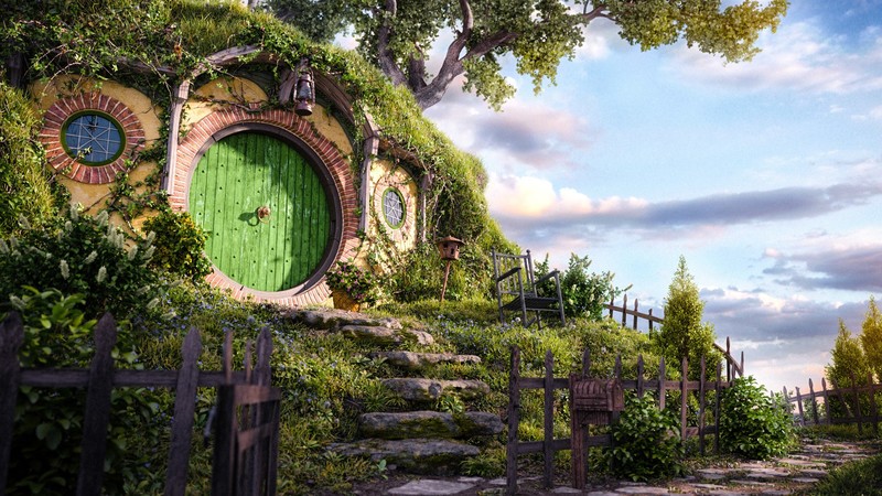 Bag End, The Shire, The Lord of the Rings, house, artwork, digital art, The Hobbit, J. R. R. Tolkien, Hobbiton