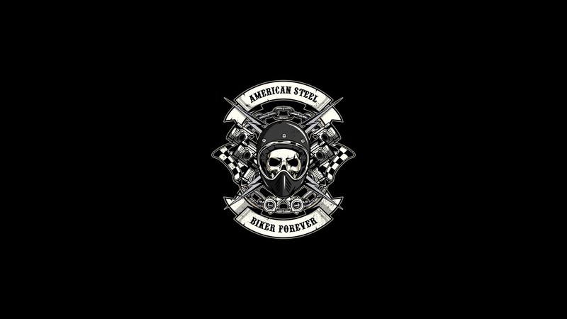 simple background, artwork, minimalism, skull, biker