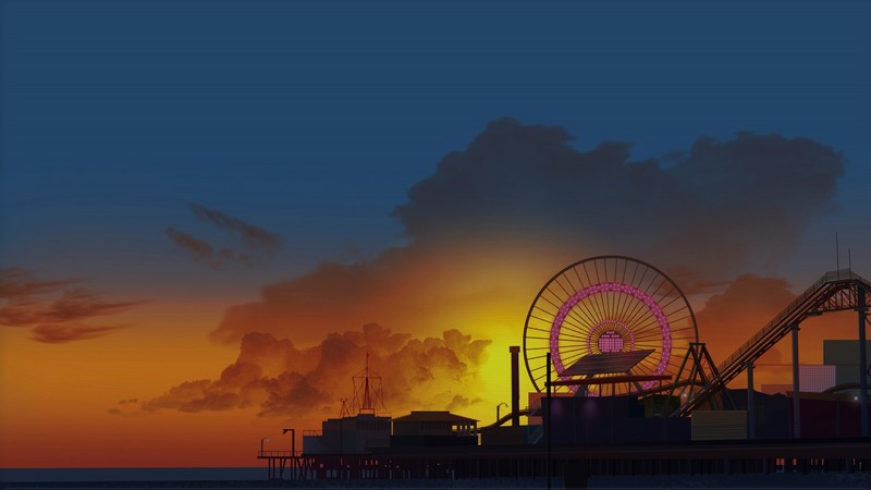 artwork, sky, sunlight, dark, clouds, sunset, illustration, Retrowave, synthwave