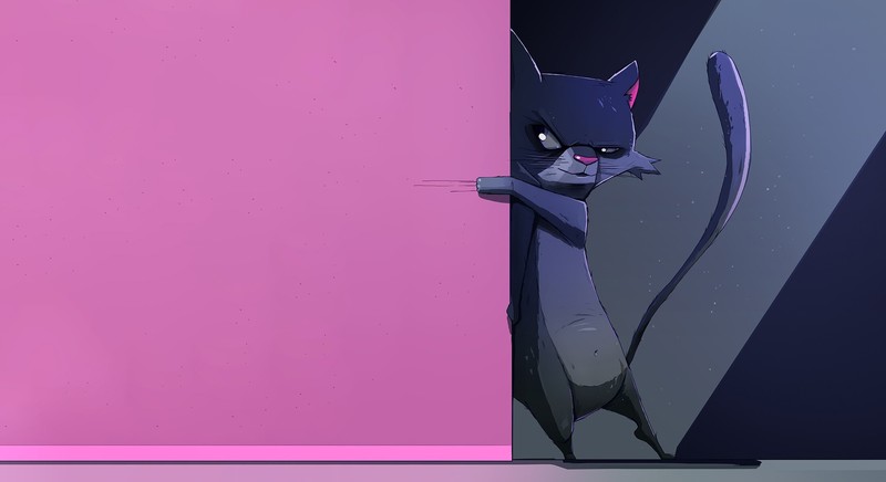 animals, cats, pink, artwork