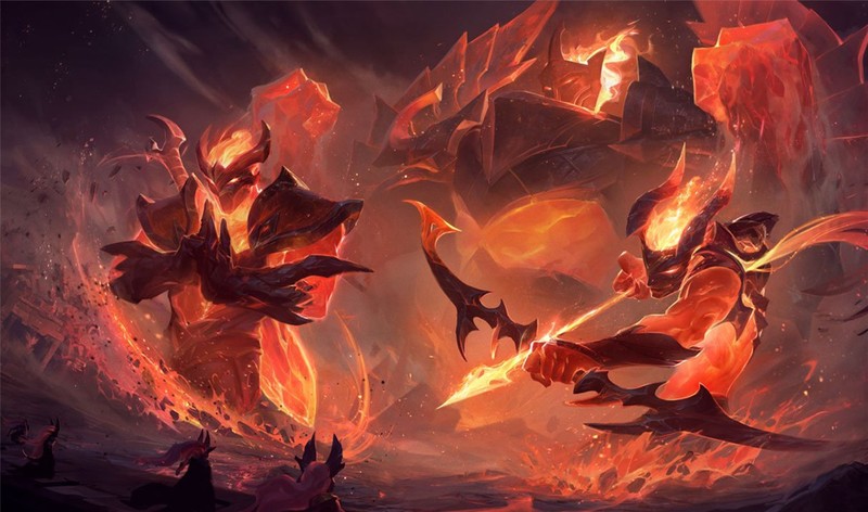 Galio, Varus (League of Legends), Shen (League of Legends), League of Legends, Riot Games, Infernal, video games, skin, fire