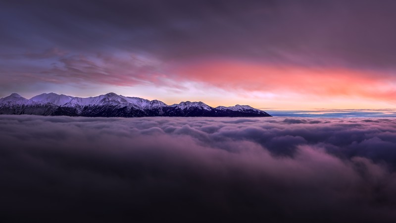 landscape, nature, mountains, clouds, sunset