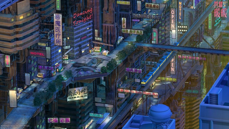 city, artwork, Asia, cityscape, train