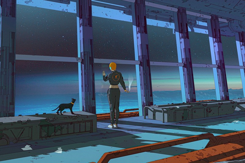 futuristic, smoking, cats, artwork