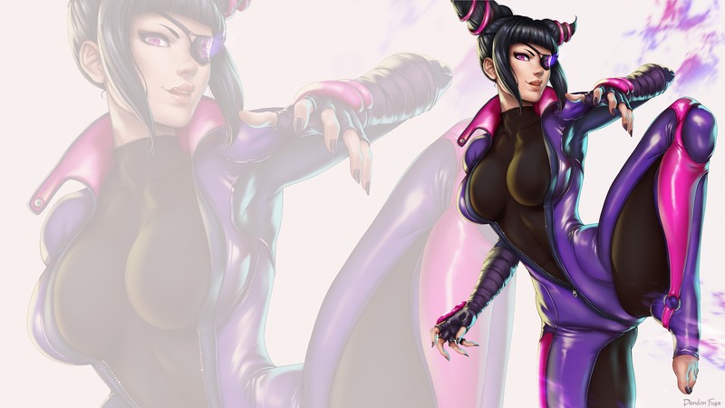 dandon fuga, Juri, Han Juri, Street Fighter V, eyepatches, pink eyes, Juri Han
