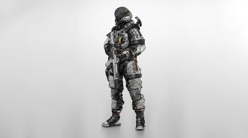 simple background, science fiction, artwork, weapon, futuristic, astronaut, NASA