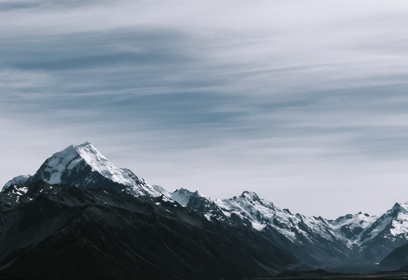 mountains, clouds, sky, nature, snowy peak, winter