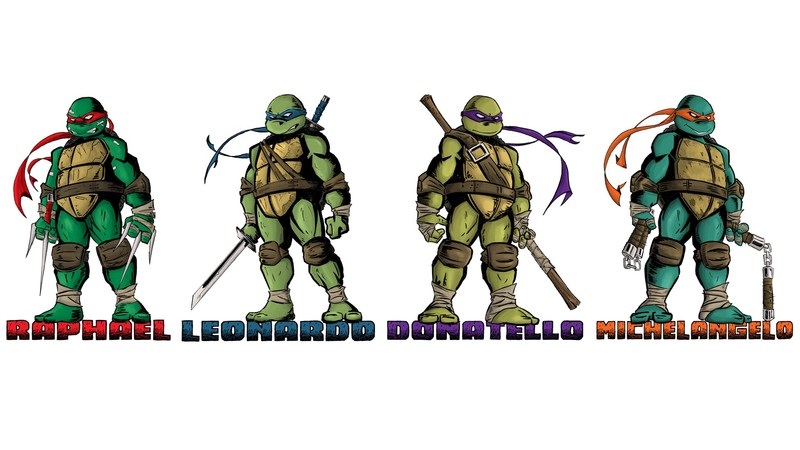 Teenage Mutant Ninja Turtles, comic art, simple background, white background