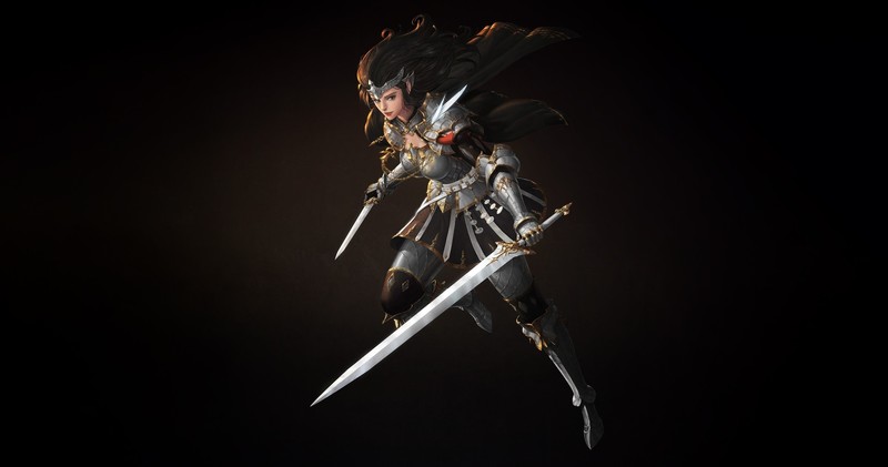 fantasy girl, fantasy art, sword, Armored, simple background