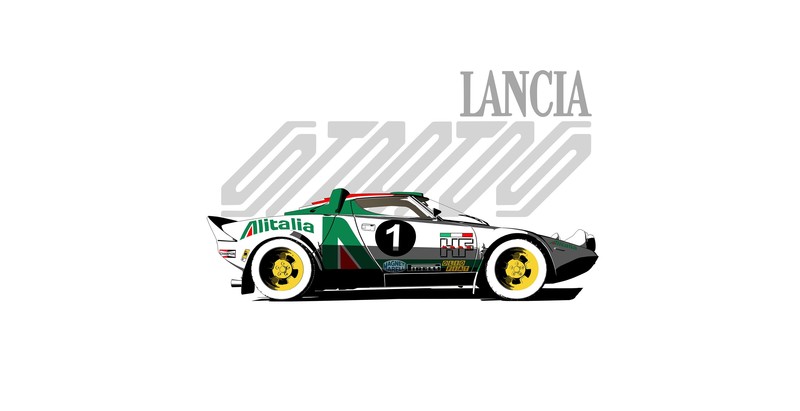 car, artwork, vehicle, race cars, white background, simple background, Lancia Stratos, Italy, pop-up headlights, Castrol livery, side view