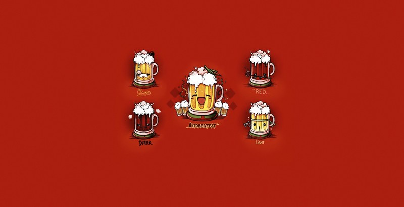 artwork, red background, beer, alcohol