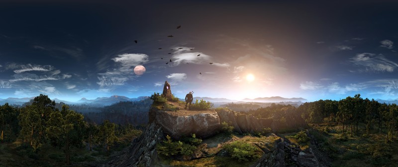The Witcher 3: Wild Hunt, ultra-wide, video games, screen shot, RPG, sky, landscape, Nvidia Ansel