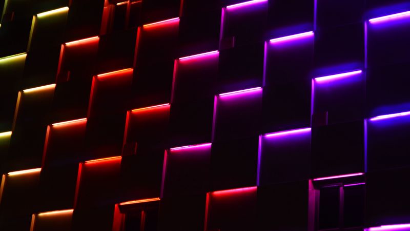 neon, lights, dark, forms, 4k