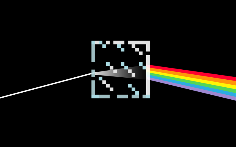 Pink Floyd, Minecraft, music, rainbows, glass, reflection, The Dark Side of the Moon