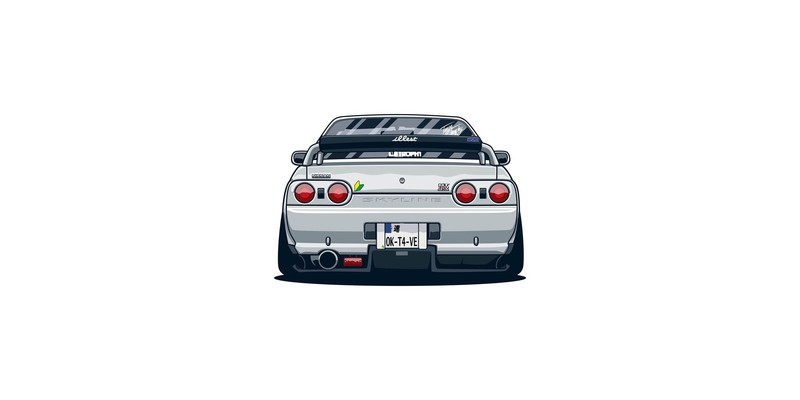 artwork, car, vehicle, simple background, white background, Nissan Skyline GT-R R-32