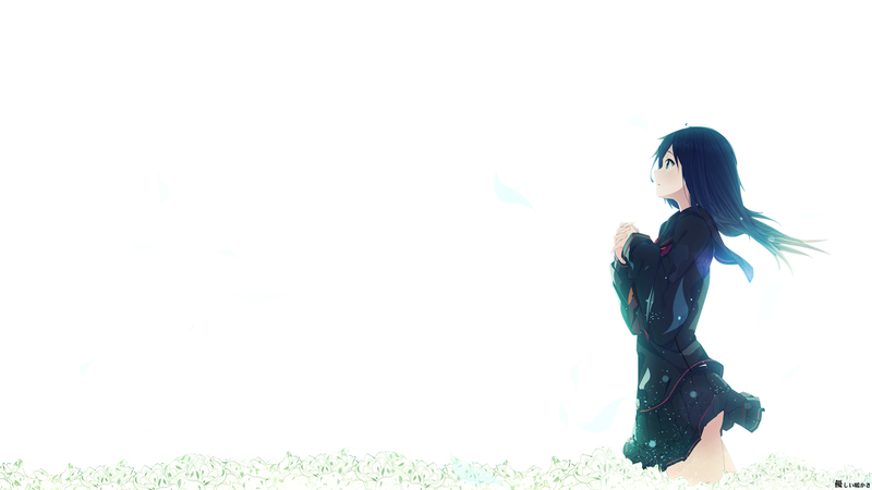 flowers, white flowers, anime girls, petals