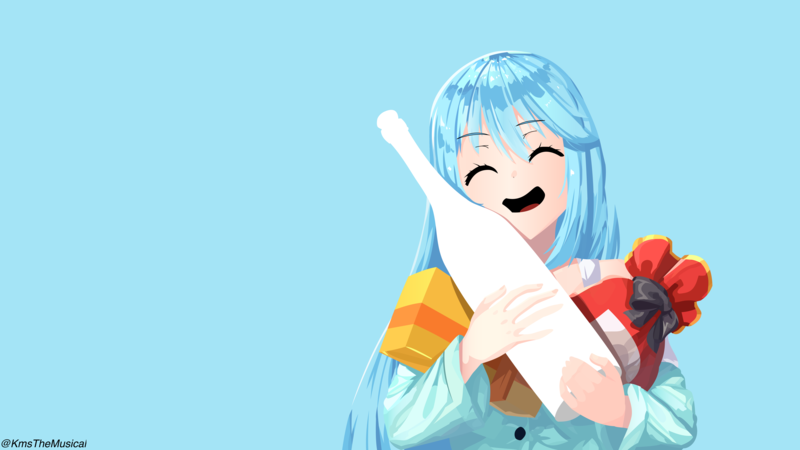 anime, anime girls, Aqua (KonoSuba), Kono Subarashii Sekai ni Shukufuku wo!, minimalism