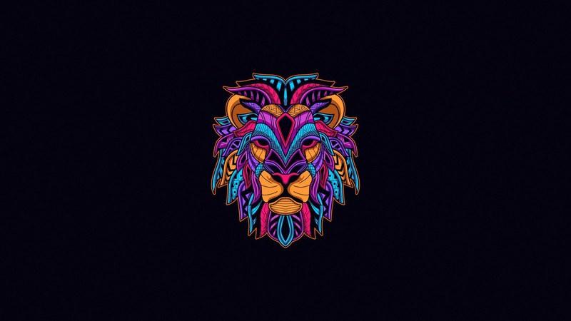 lion, minimalism, simple background, artwork, animals