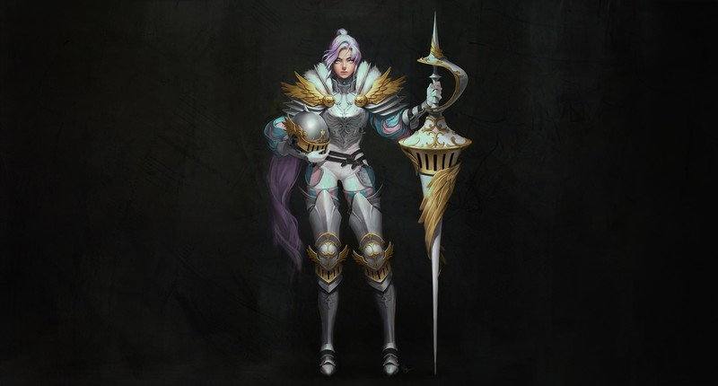 simple background, black background, fantasy art, Armored, fantasy girl, knight