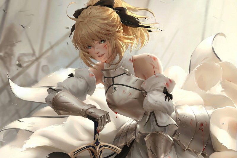 blonde, fantasy art, fantasy girl, anime, anime girls, Saber Lily, Fate Series