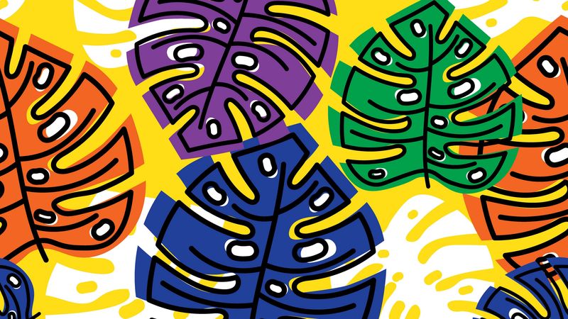 leaves, patterns, vector, texture, carved, multi-colored, 4k