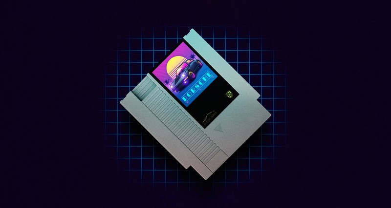 synthwave, artwork, simple background, illustration, neon, Retrowave, cartridge