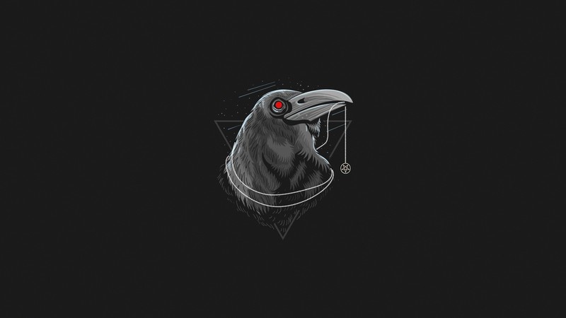animals, raven, red eyes, simple background, artwork, occultism, inverted pentagram