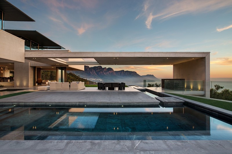 house, modern, architecture, swimming pool, mountains, Cape Town, South Africa, Twelve Apostles, Table Mountain