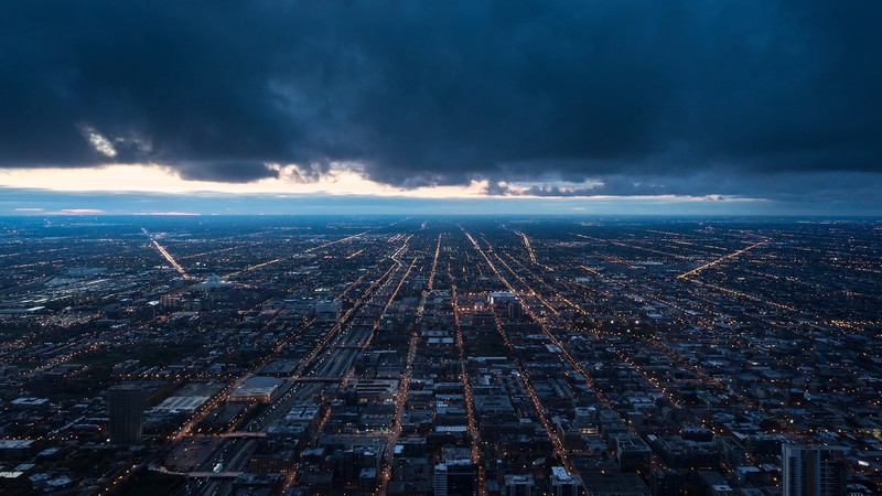 building, night, city, cityscape, lights, sky, clouds