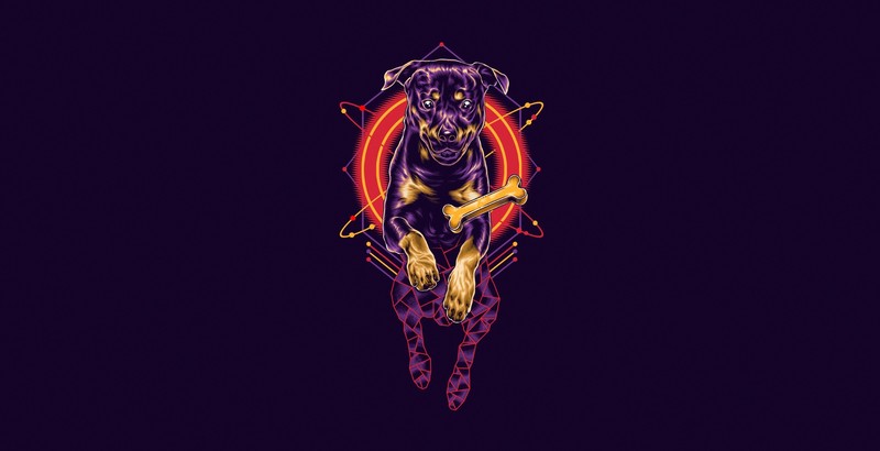 artwork, dog, animals, simple background, treats, bones