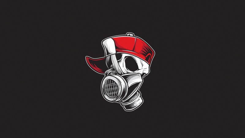 skull, gas masks, mask, artwork, minimalism, simple background