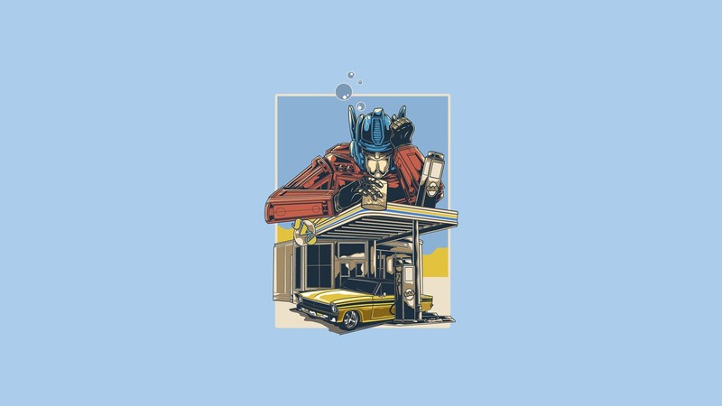 minimalism, simple background, car, vehicle, Optimus Prime, Transformers, artwork