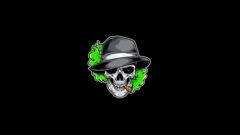 smoking, artwork, minimalism, skull, simple background