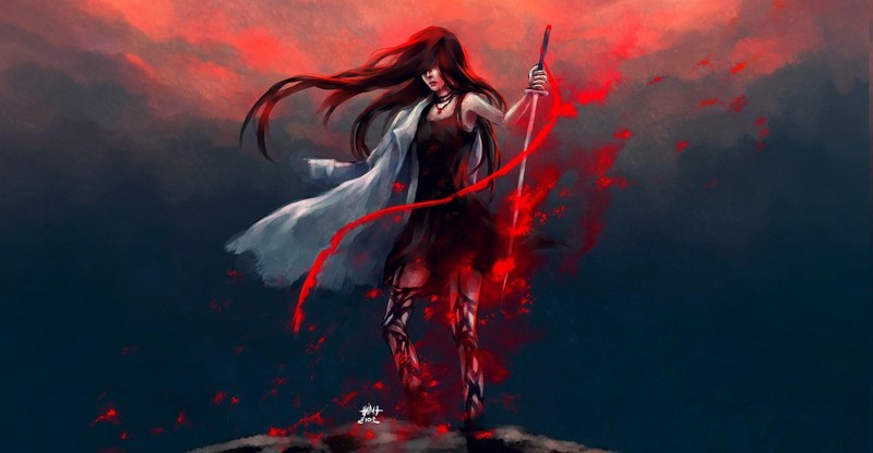 artwork, fantasy art, fantasy girl, sword, long hair, women