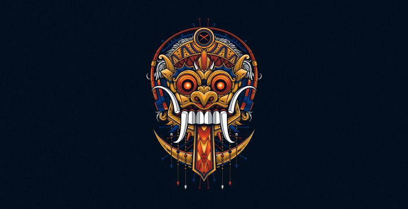 mask, artwork, simple background, minimalism