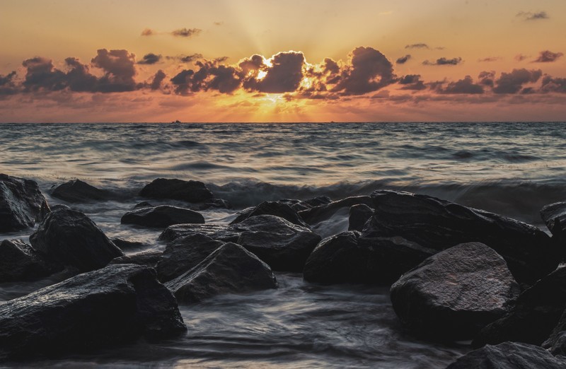 landscape, nature, photography, water, sea, sunset, clouds, rock