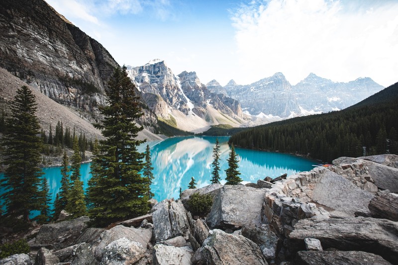 landscape, nature, photography, water, mountains, rock, lake, Banff, Banff National Park, Moraine Lake