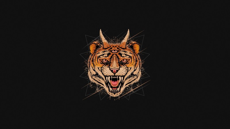 minimalism, big cats, animals, artwork, simple background, tiger