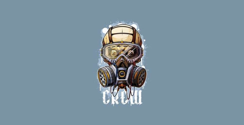 artwork, blue background, skull, gas masks, simple background