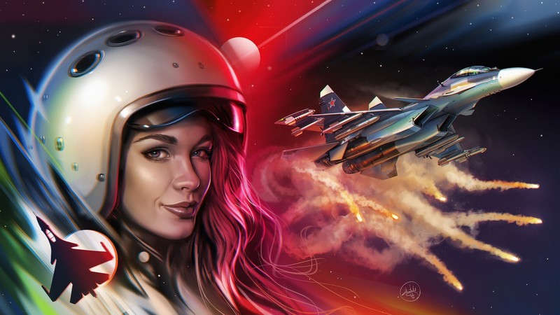 pilot, women, helmet, Russia, aircraft, military aircraft, vehicle, artwork, Sukhoi Su-30SM