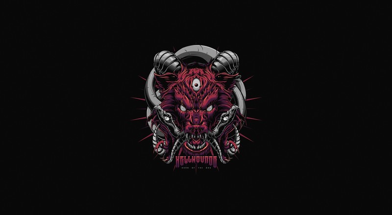 skull, artwork, demon, minimalism, simple background