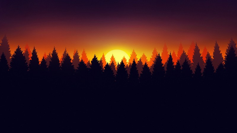 forest, nature, dark, Sun, artwork